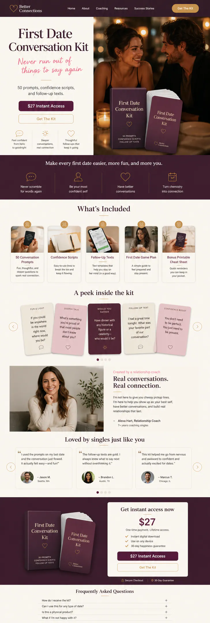 First Date Conversation Kit, Funnels