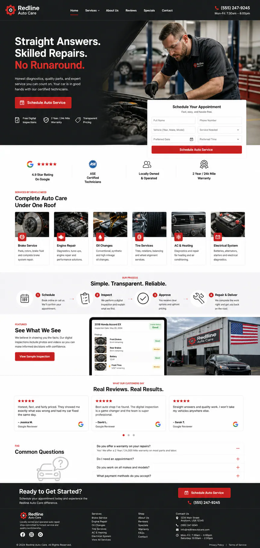 Redline Auto Care Website, Websites